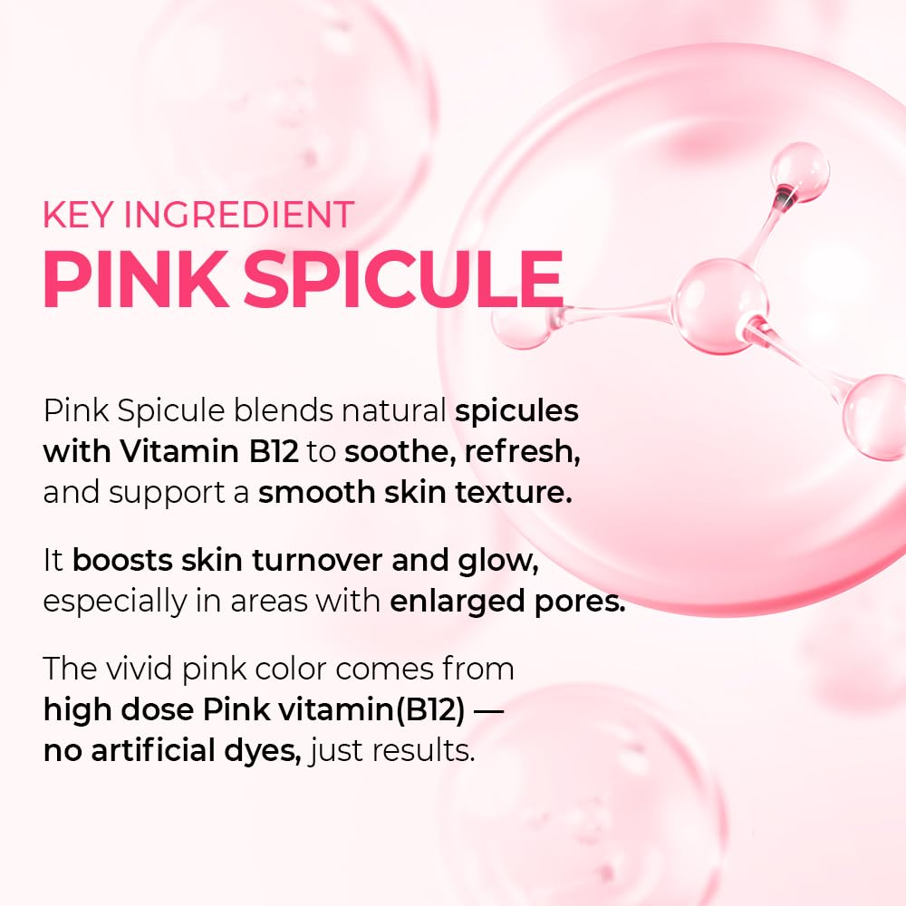 Dr.Melaxin Cyano Pink Spicule Serum with Vitamin B12, Liquid Microneedle Facial Treatment for Enlarged Pores, Niacinamide for Texture Refining & Renewal