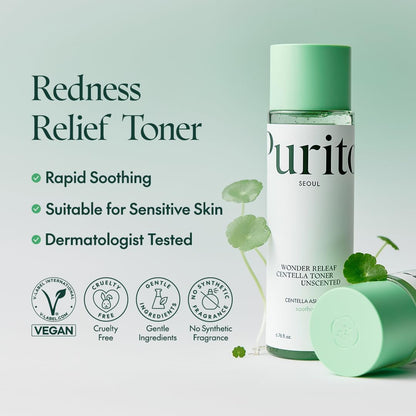 PURITO Seoul Wonder Releaf Centella Toner Unscented Korean Centella, for Sensitive Skin, Soothing, Facial Toner for face, K-Beauty