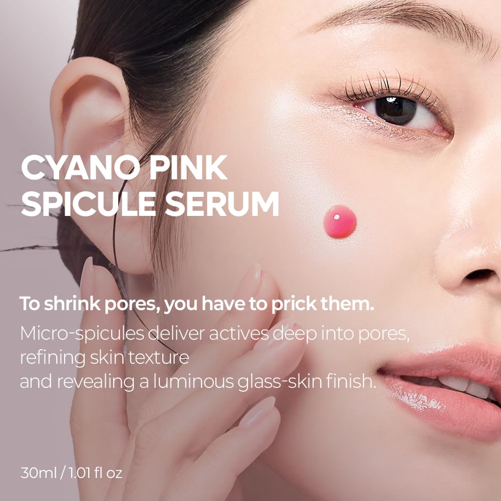 Dr.Melaxin Cyano Pink Spicule Serum with Vitamin B12, Liquid Microneedle Facial Treatment for Enlarged Pores, Niacinamide for Texture Refining & Renewal
