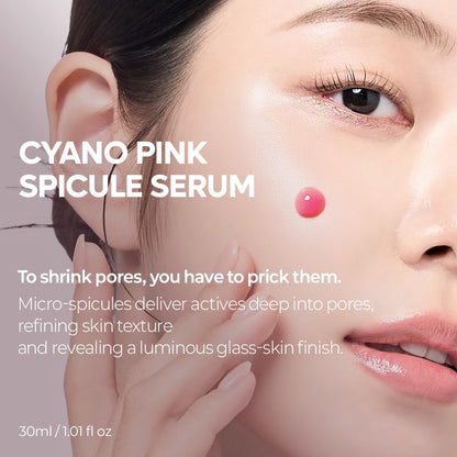 Dr.Melaxin Cyano Pink Spicule Serum with Vitamin B12, Liquid Microneedle Facial Treatment for Enlarged Pores, Niacinamide for Texture Refining & Renewal