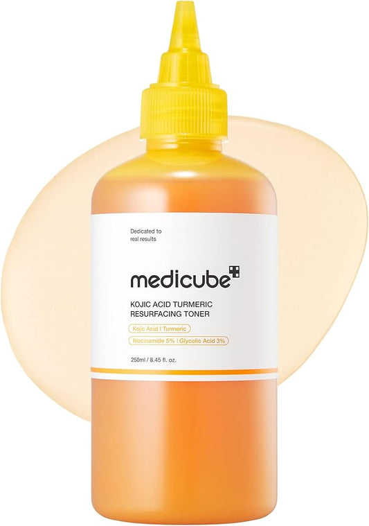 medicube Kojic Acid Turmeric Smoothing Toner for Face & Body, Lightweight Toner for Balancing Uneven Skin Tone & Texture, Niacinamide, Glycolic Acid for Clear Glass Skin