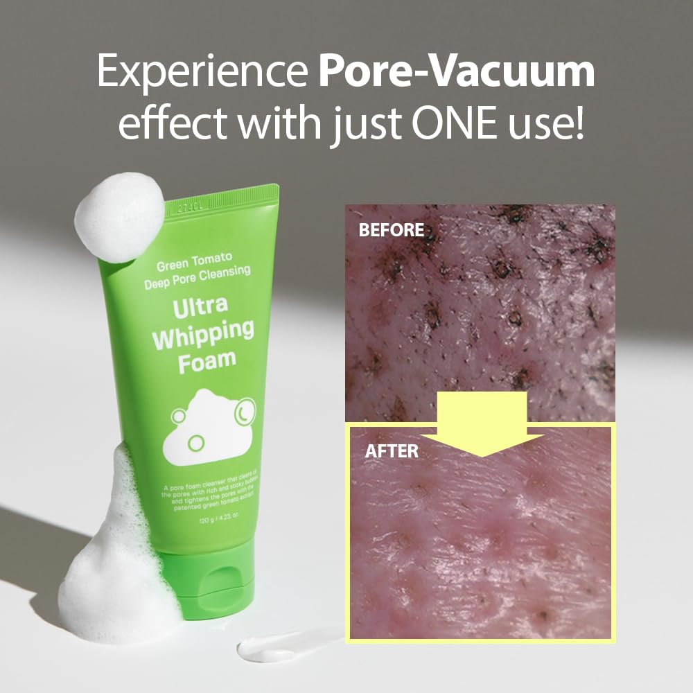 SUNGBOON EDITOR Green Tomato Deep Pore Cleansing Whipping Foam | Korean Foaming Face Wash for Oily Skin | Blackhead Remover & Pore Minimizer | Hydrating Skincare