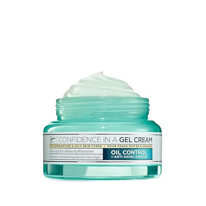 IT Cosmetics Confidence in a Gel Cream Oil Control - Hydrating Oil-Free Face Moisturizer - Reduces Shine & Look of Large Pores - with Niacinamide, Vitamin E & Peptides