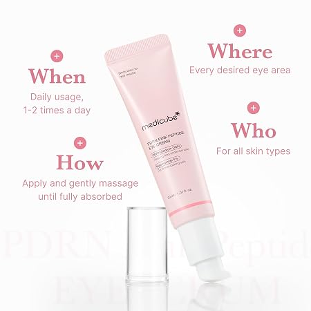 medicube Eye Serum with Salmon DNA PDRN & Pink Peptides | 99% Purity Retinol for Fine Lines | PDRN & Niacinamide for Uneven Skin Tone