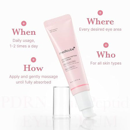 medicube Eye Serum with Salmon DNA PDRN & Pink Peptides | 99% Purity Retinol for Fine Lines | PDRN & Niacinamide for Uneven Skin Tone