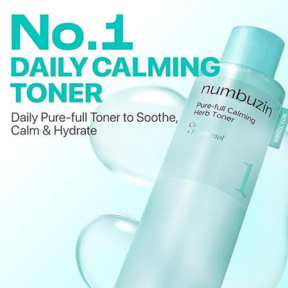 numbuzin No.1 Pure-Full Calming Herb Toner -  Breakouts, Redness, Excess Oil Control, Centella Asiatica, Heartleaf, Licorice Root, Acne-Prone, Sensitive Skin