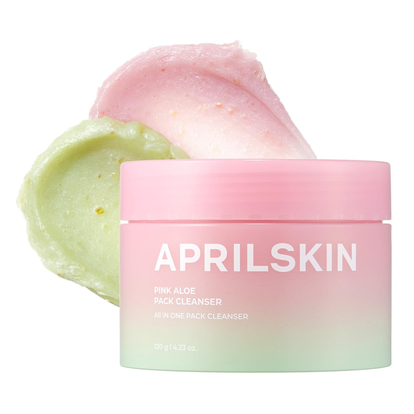 APRILSKIN Pink Aloe Facial Polish Cleanser, Gentle Exfoliation with Mungbean & Soybean Scrub, Removes Waterproof Makeup & Sunscreen, Non-Comedogenic Cleanser for All Skin Types, Korean Skincare