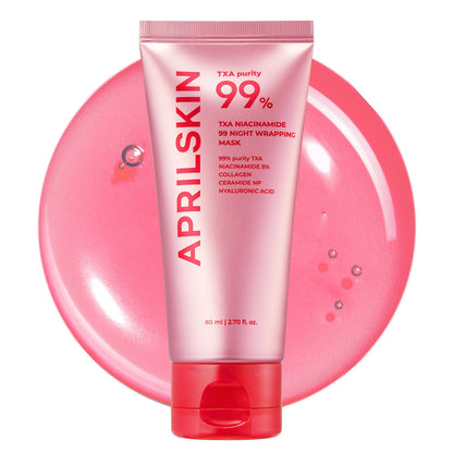 APRILSKIN TXA Niacinamide 99 Overnight Wrapping Mask, 99% High-Purity TXA+Niacinamide for Uneven Skin Tone, Overnight Skin Booster for Toning Care, Firming & Pore Care