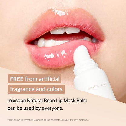 mixsoon Natural Bean Lip Mask Balm - Hydrated Lips, Softening, Fermented Bean and Shea Butter, Vegan Formula for Smooth Lip Balm