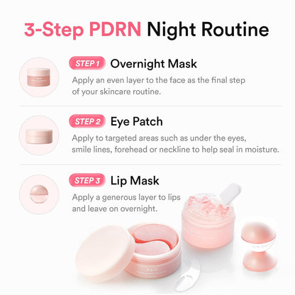 Abib Pink Me Up PDRN 3 Step Glow Kit, Overnight Firming Jelly Mask, PDRN Retinal Eye patches, PDRN Lip Mask, Korean Skincare Set