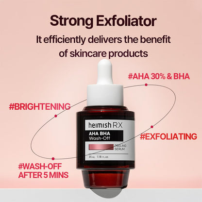 HEIMISH RX AHA BHA Wash-off Peeling Serum - Chemical Peel for Blackheads, Pore and Sebum, Gentle & Hydrating Face Exfoliant for Oily and Acne-prone skin, Korean Skincare