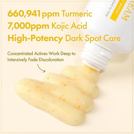 TOSOWOONG Kojic Acid Turmeric Cream for Dark Spots & Hyperpigmentation | 99% Purity Kojic Acid 7,000ppm + 660,941ppm Turmeric, Capsule for Dark Spots & Even Tone, Korean Skincare, 50ml/1.69 fl oz