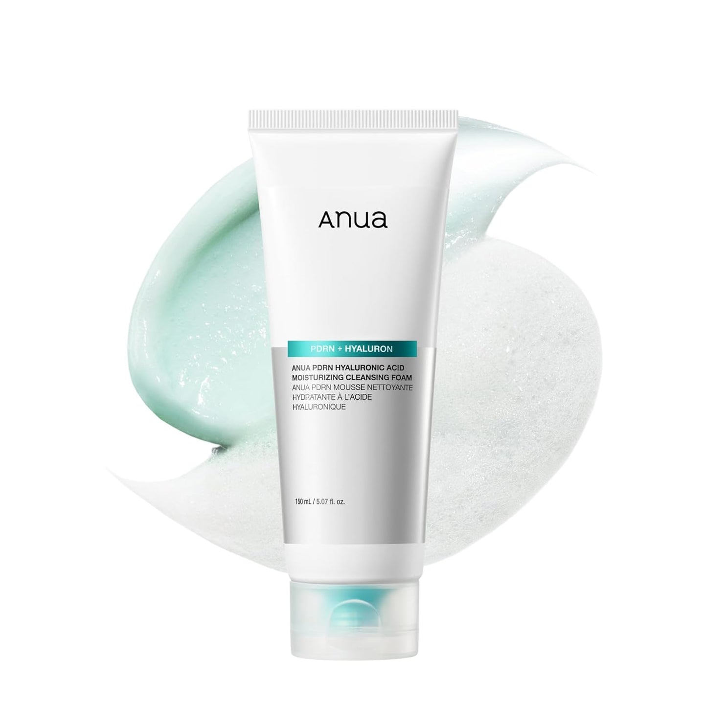 Anua PDRN Hyaluronic Acid Moisturizing Cleansing Foam, Daily Gentle Face Wash for Dry Skin, Salmon DNA Hydrating & Soft Facial Cleanser, Barrier Repair & Glow Glass Skin, Korean Skincare