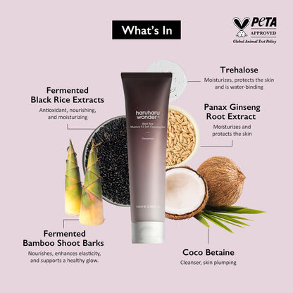 HARUHARU wonder Black Rice Moisture 5.5 Soft Cleansing Gel, Gentle Daily Cleanser, Low 5.5pH, Moisture Balance, Soap Free, For Sensitive Skin, Vegan, Cruelty-Free