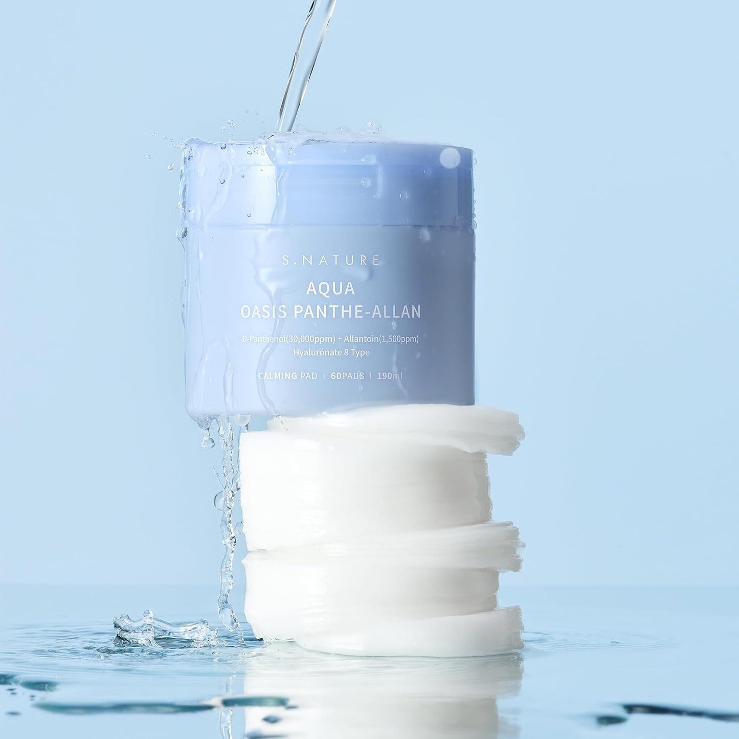 S.NATURE AQUA OASIS PANTHE-ALLAN CALMING PAD 60 Pads, Exfoliating, Pore Care, Cooling, Soothing, Hydrating