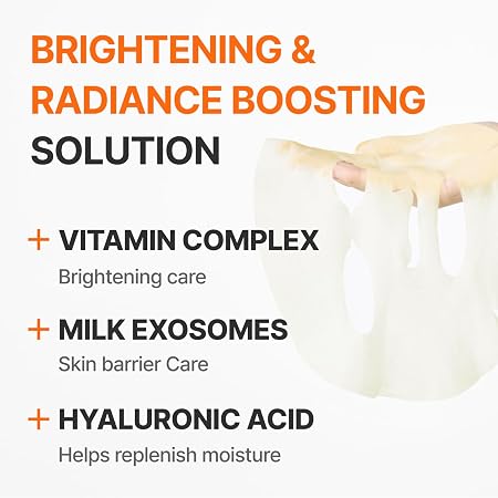 CENTELLIAN24 Madeca Vitamin Glowing Serum Mask - For Dull Skin | TECA Masks with Triple Vitamin Complex and Hyaluronic Acid for Radiance, Hydration and Dull Skin Care, 7 Count