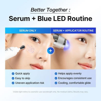 Blue Eraser Serum with Cooling LED Applicator, Tea Tree Calming Serum for Oily Skin & Sensitive Skin, Korean Skincare