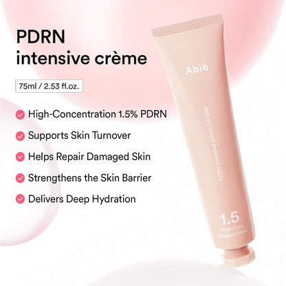 Abib PDRN Intensive Cream 1.5 Tube Salmon DNA PDRN Hydrating Moisturizer for Dull and Stressed Skin, Korean Skincare