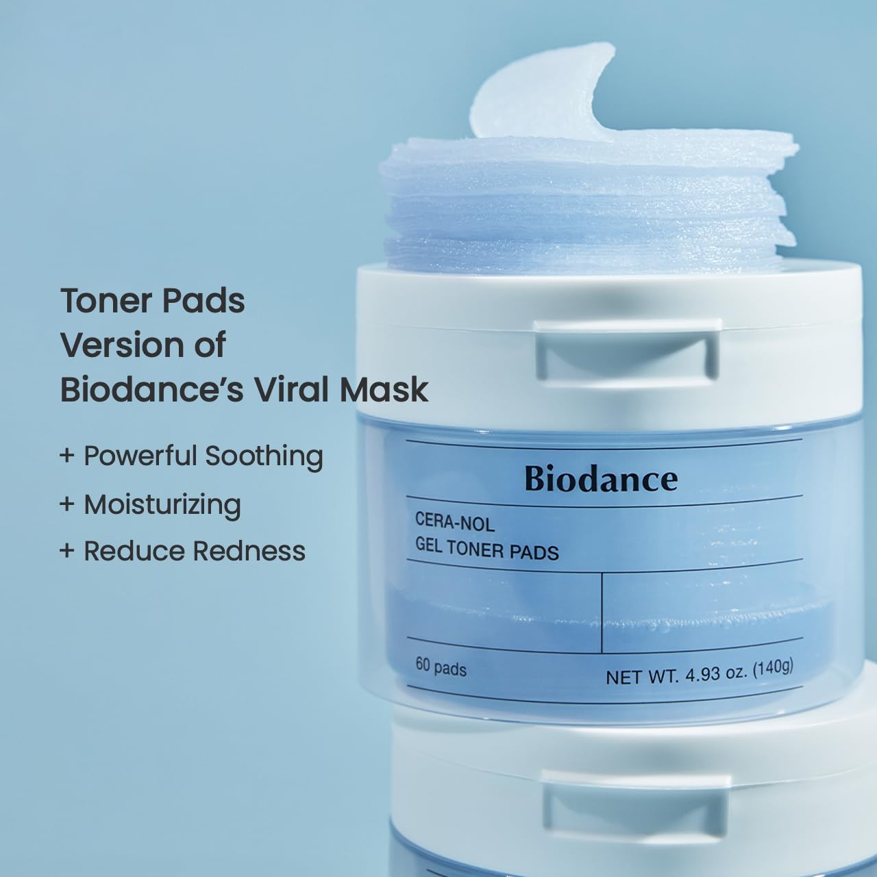 Biodance Cera-nol Gel Toner Pads, Deep Hydrating & Soothing Toner Pads for Sensitive Skin, Redness Reducing, Mositurizing, Pre-Soaked Pads, Korean Skin Care