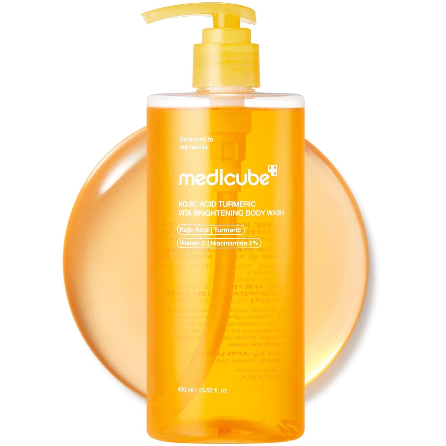 medicube Kojic Acid Turmeric Brightening Body Wash | Gentle Shower Gel for Uneven Skin | Niacinamide, Vitamin C, AHA/BHA | Deep Cleansing, Hydrating Formula | Easy and Effective