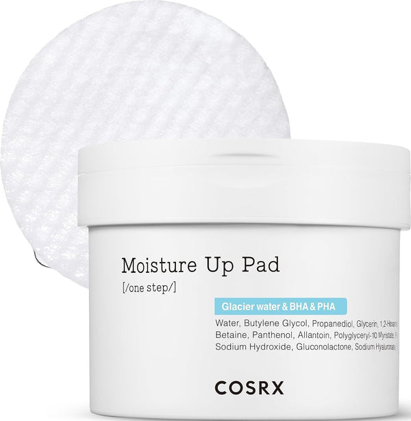 COSRX Moisture Up Pads 70 Sheets, BHA, Gentle Daily Exfoliant for Sensitive Skin, Preventing Breakouts, Moisturizing, Nourishing, Blemish Care, Korean Skin Care