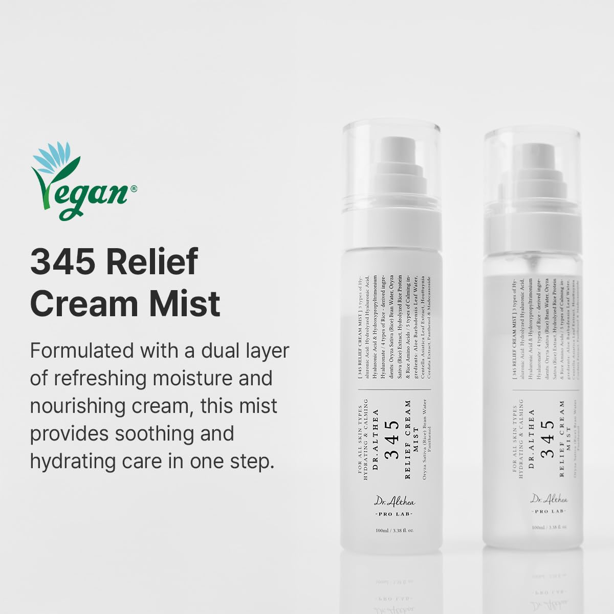 Dr.Althea 345 Relief Cream Mist | Hydrating Facial Mist with Rice Extract | Soothing Care for Sensitive Skin | Vegan Korean Skincare