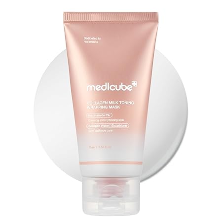medicube Wrapping Mask Collagen Glazed Milky Glow Daytime Peel Off Mask | Quick and Easy Care with Glutathione, Niacinamide for Plumped, Hydrated & Smooth Skin
