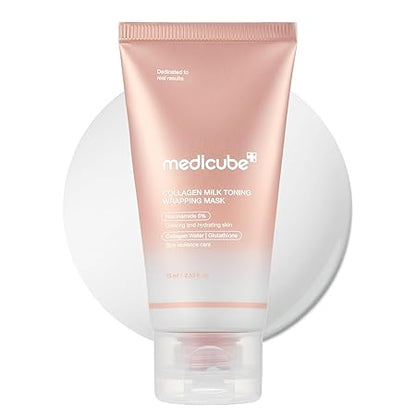 medicube Wrapping Mask Collagen Glazed Milky Glow Daytime Peel Off Mask | Quick and Easy Care with Glutathione, Niacinamide for Plumped, Hydrated & Smooth Skin