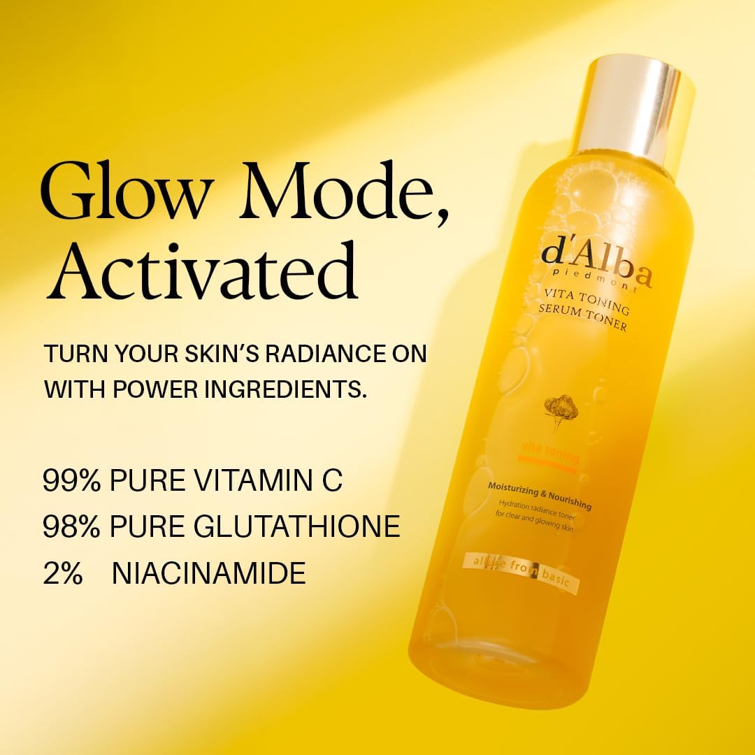 d'alba Piedmont White Truffle Vita Toning Serum Toner, Glass Skin with Double Vitamin Skincare, Face Moisturizer