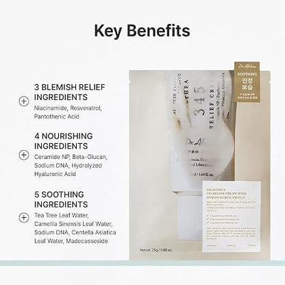 Dr.Althea 345 Relief Cream Mask, Korean Vegan Skin Care | Daily Soothing Recovery and Blemish Care with Niacinamide & Tea Tree Leaf Water, Deep Hydration & Skin Barrier Care