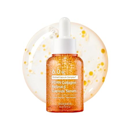 mixsoon PDRN Collagen Retinal 6 Capsule Serum, Retinal Copper Peptides Serum With Niacinamide, Firming Serum for Fine Lines & Texture Care