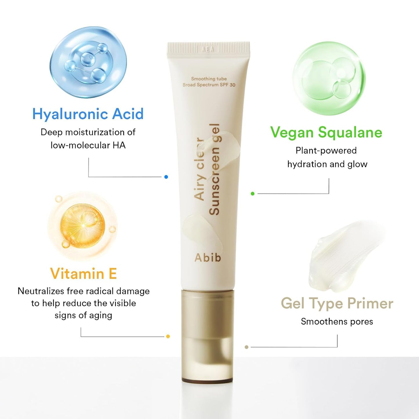 Abib Airy Clear Sunscreen Gel SPF 30, Semi-matte, Pore-smoothing Primer with SPF, Korean Suncreen with No White Cast, Suncare, Skincare
