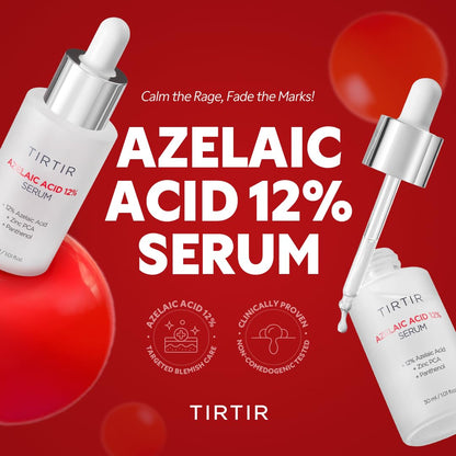 TIRTIR Azelaic Acid 12% Serum for Blemish-Prone Skin - Lightweight Hydrating Formula with Zinc PCA & Hyal-ZIP, Non-Comedogenic, Fragrance-Free