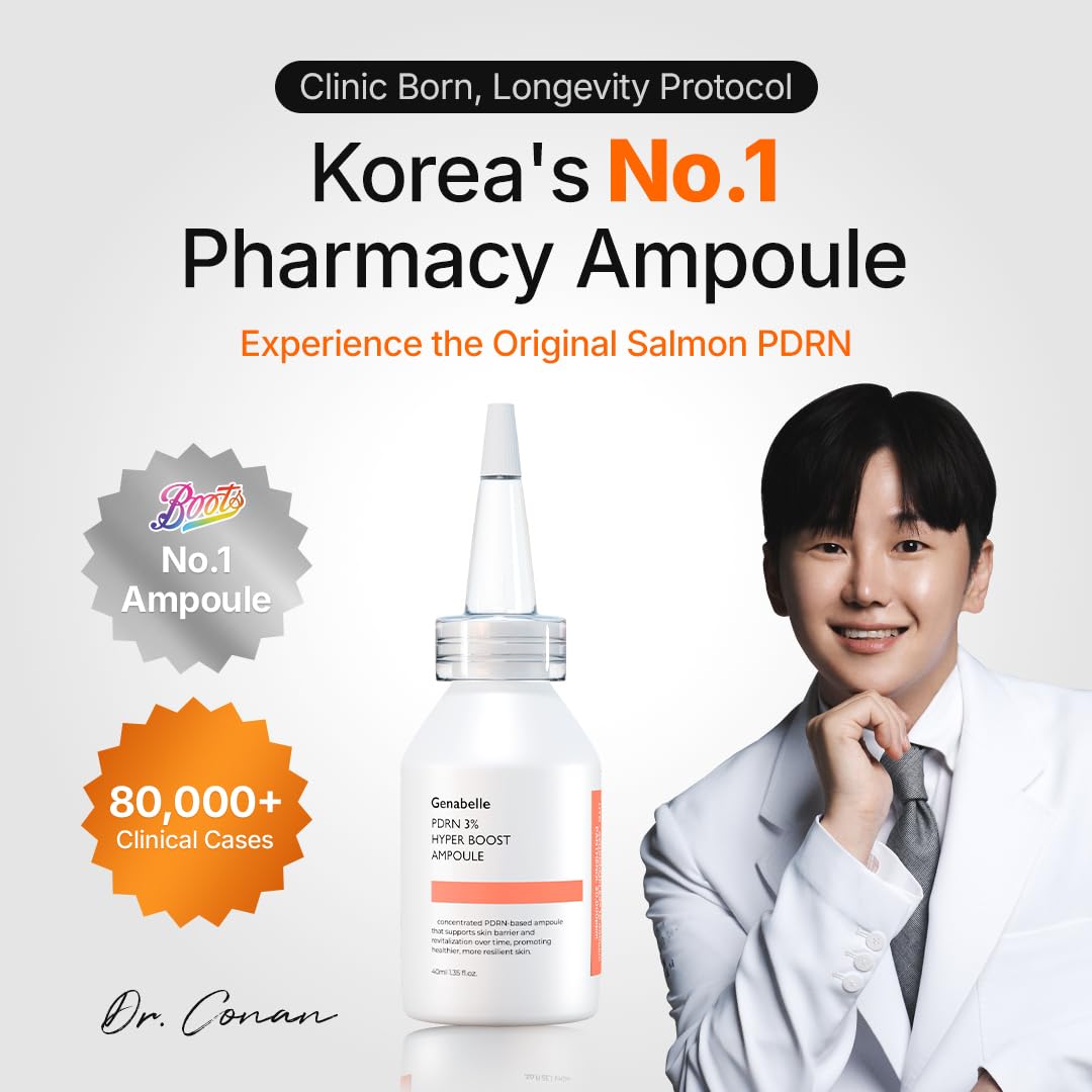 Genabelle 3% PDRN Skin Booster Ampoule, Serum - 30,000ppm Salmon DNA PDRN, 20,000ppm Panthenol, HTD-GENACOMPLEX Regeneration & Barrier Strengthening,Glass Skin Glow,Korean Skincare