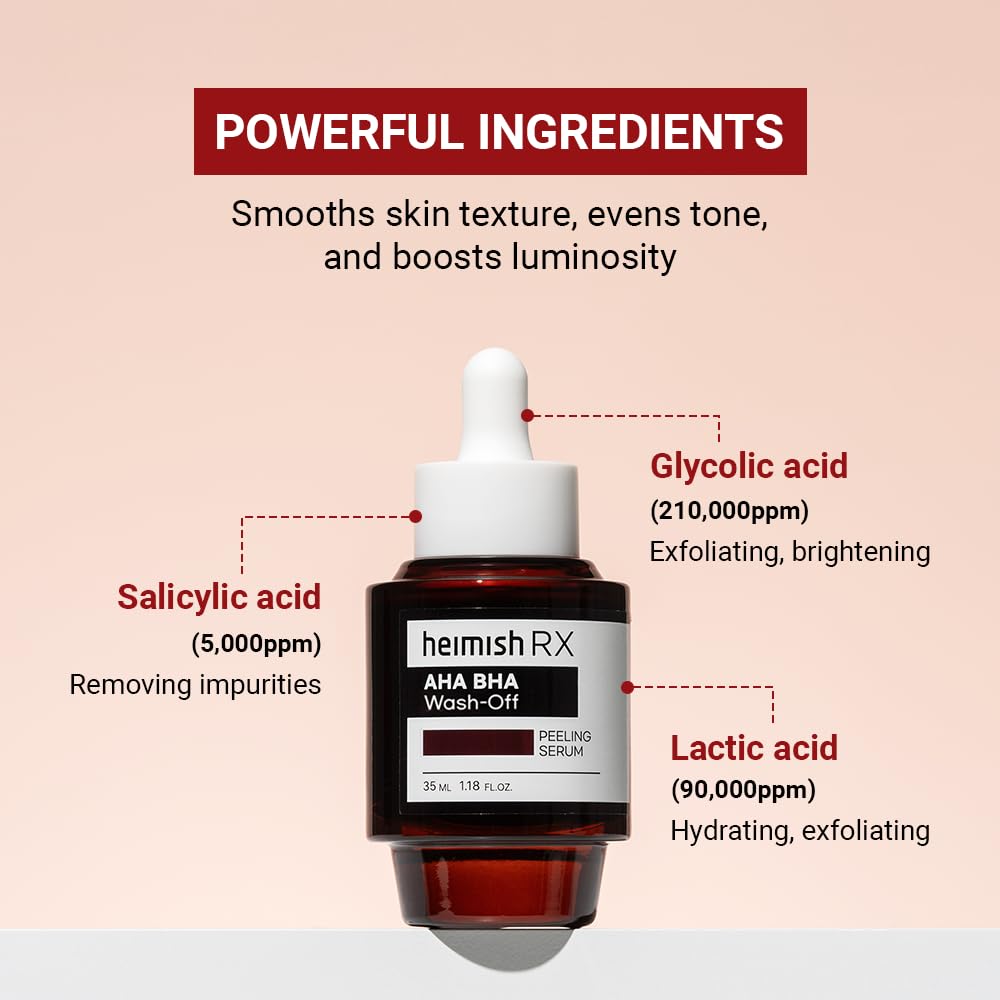 HEIMISH RX AHA BHA Wash-off Peeling Serum - Chemical Peel for Blackheads, Pore and Sebum, Gentle & Hydrating Face Exfoliant for Oily and Acne-prone skin, Korean Skincare
