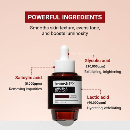 HEIMISH RX AHA BHA Wash-off Peeling Serum - Chemical Peel for Blackheads, Pore and Sebum, Gentle & Hydrating Face Exfoliant for Oily and Acne-prone skin, Korean Skincare