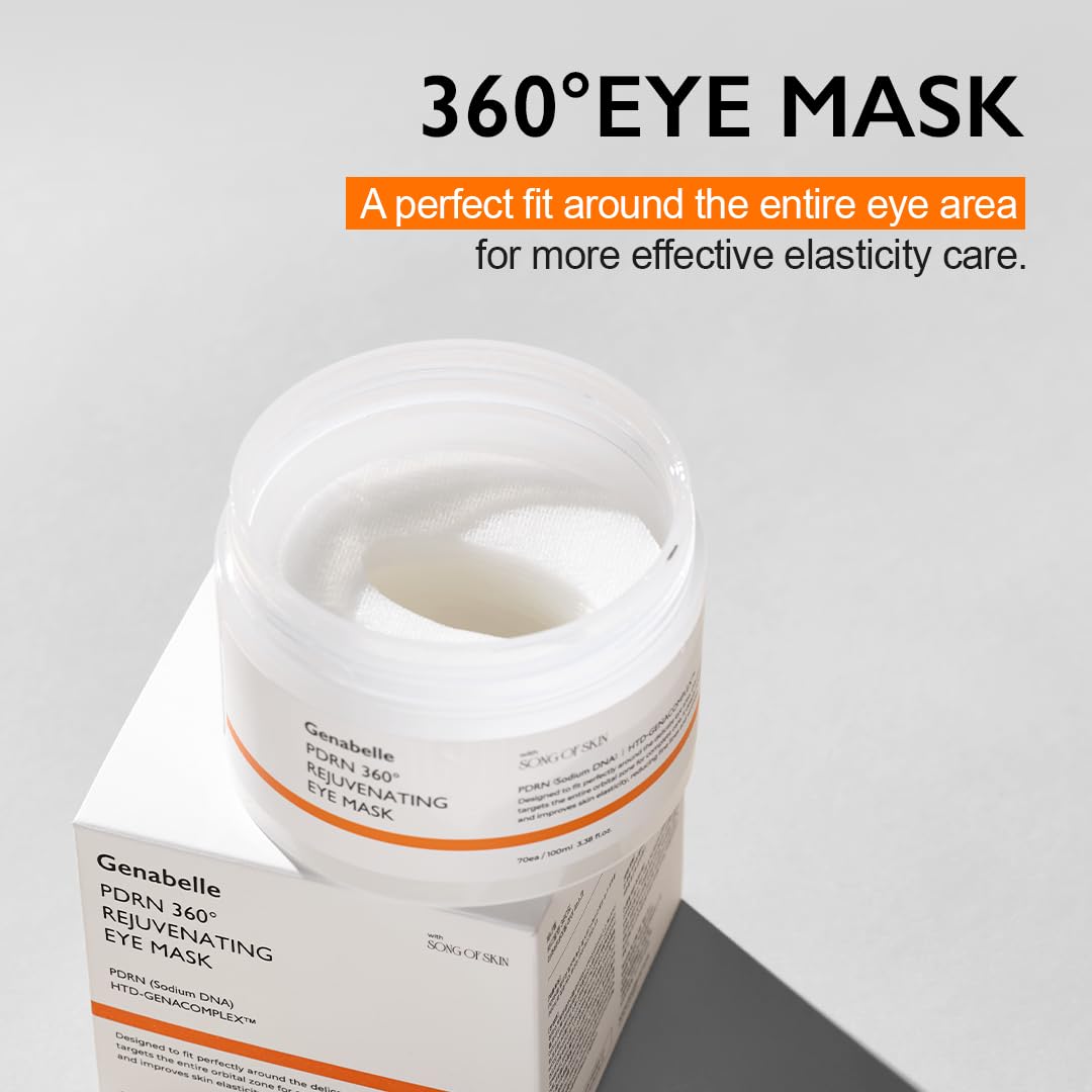 Genabelle PDRN 360° Rejuvenating Eye Mask – Full Eye Area Eye Patches for Hydration, Firming & Elasticity with PDRN & Peptides – Targets Dark Circles, Puffiness & Fine Lines, Glass Skin