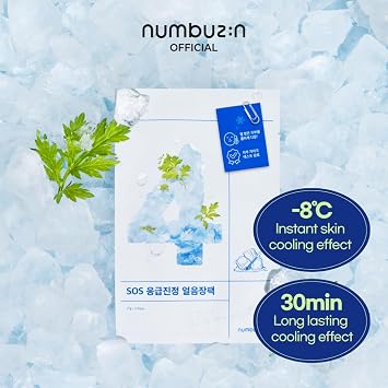 numbuzin No.4 Sheet Mask | Icy Soothing Sheet (1 Mask) | Instant Cooling, Hydrating with Tea Tree Extract, Bergamot Leaf Extract | Soothes, Relieves Heated Skin