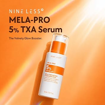 NINELESS MELA-PRO 5% Tranexamic Acid Serum, Radiance Booster, 1.01 fl.oz TXA, Niacinamide, Vitamin C, Hyaaluronic Acid, Even tone, Hydration, Smooth & Plump, Glowing glass skin, For all skin types.