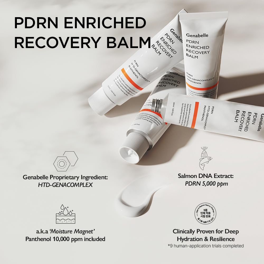Genabelle PDRN Enriched Recovery Balm –5,000 ppm PDRN & 10,000 ppm Panthenol Soothing Repair Cream for Sensitive Skin, Hydration & Barrier Strengthening, Glass Skin, Korean Skincare