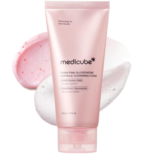 medicube Facial Cleanser PDRN Pink Glutathione Capsule Foam Cleanser | Daily Face Wash for Pore Care, Uneven Skin Tone, Texture | Hydrating & Nourishing Deep Cleansing | Korean Skincare