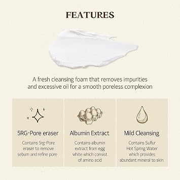 SKINFOOD Egg Perfect Pore Cleansing Foam 150ml - Egg Yolk, Albumin Contained Pore Refining Facial Foam Cleanser - Removes Impurities from Pores (5.07 fl.oz.)