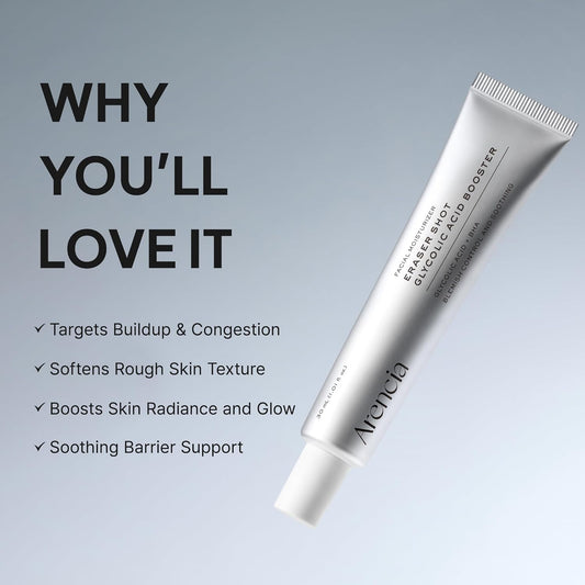 Arencia Eraser Shot Serum Glycolic Acid Booster with AHA BHA, Exfoliating Face Serum for Pore Care & Texture Refining, Lightweight Daily Skincare