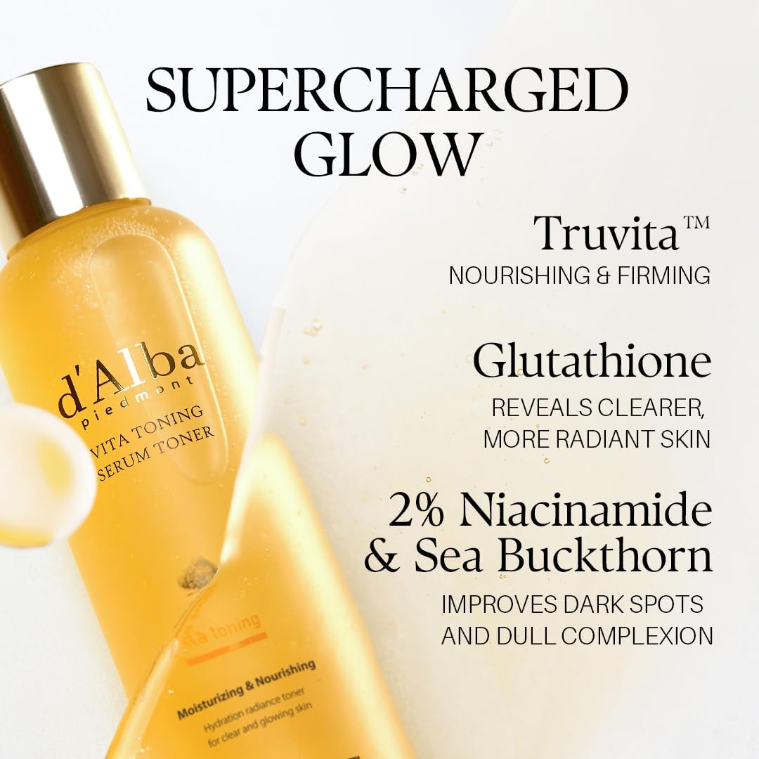 d'alba Piedmont White Truffle Vita Toning Serum Toner, Glass Skin with Double Vitamin Skincare, Face Moisturizer