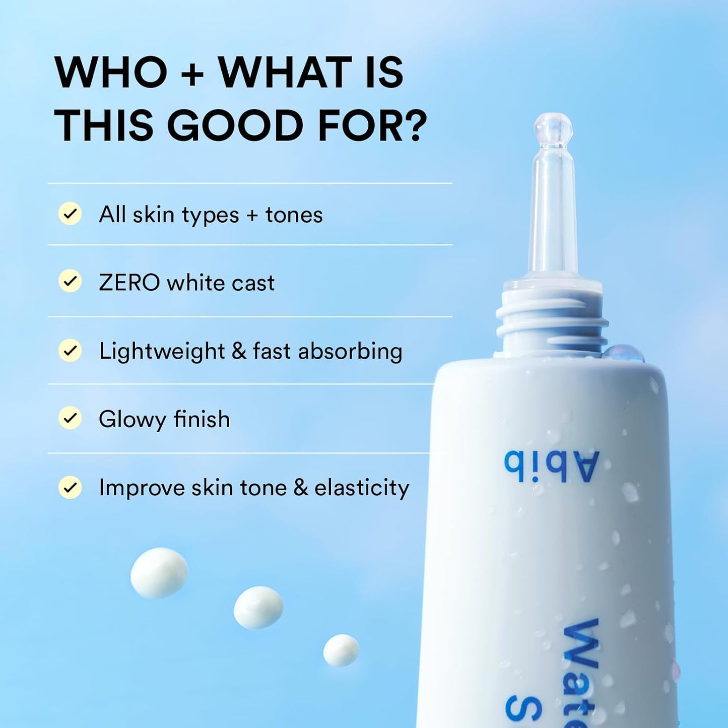 Abib Watery Hyaluron Sunscreen Moisture Tube Broad Spectrum SPF 30, Korean Sunscreen with Hyaluronic Acid, Lightweight, No White Cast, Skin Care, Niacinamide Vitamin C, Suncare