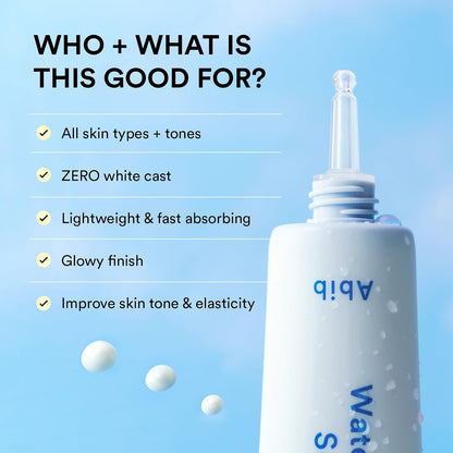 Abib Watery Hyaluron Sunscreen Moisture Tube Broad Spectrum SPF 30, Korean Sunscreen with Hyaluronic Acid, Lightweight, No White Cast, Skin Care, Niacinamide Vitamin C, Suncare