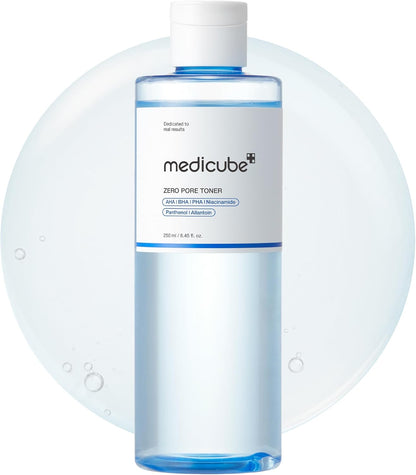 medicube Zero Pore Toner I Exfoliating & Hydrating Blue Bottle Water Toner with AHA, BHA, PHA, Niacinamide, and Panthenol | Korean Skin Care for Pores, Texture, and Moisture Care