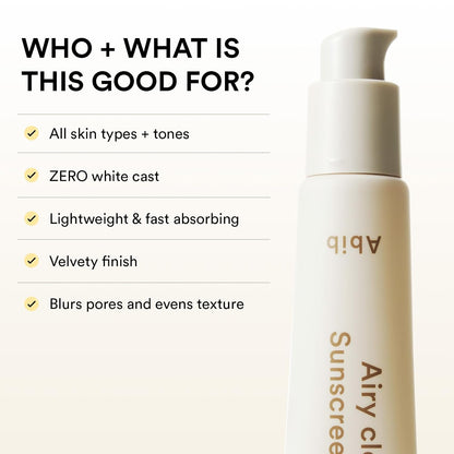 Abib Airy Clear Sunscreen Gel SPF 30, Semi-matte, Pore-smoothing Primer with SPF, Korean Suncreen with No White Cast, Suncare, Skincare