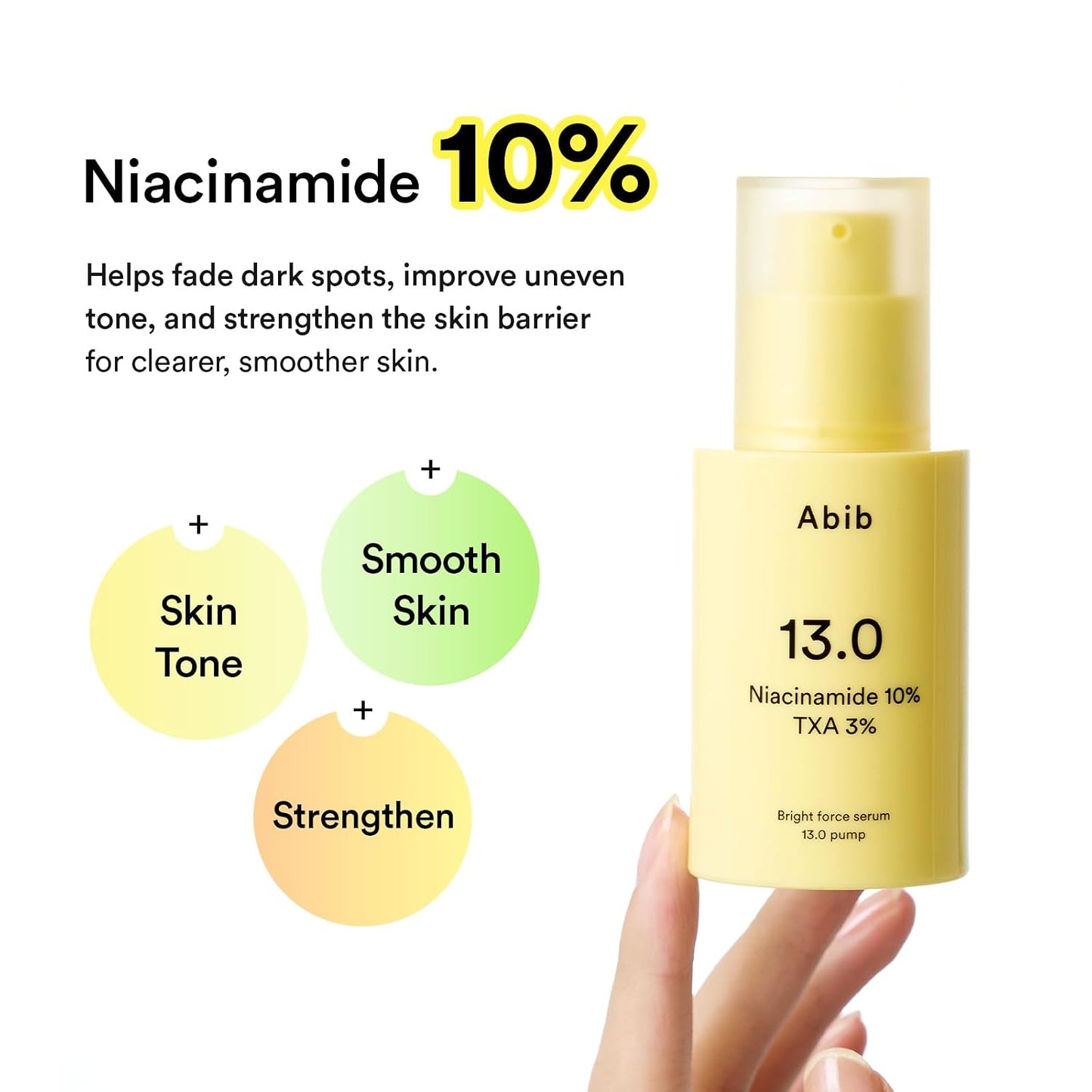 Abib Bright Force Serum 13.0 Pump, 10% Niacinamide + 3% TXA, Brightening Serum for Uneven Skin Tone, Hyperpigmentation, Glass Skin Glow, Korean Skincare