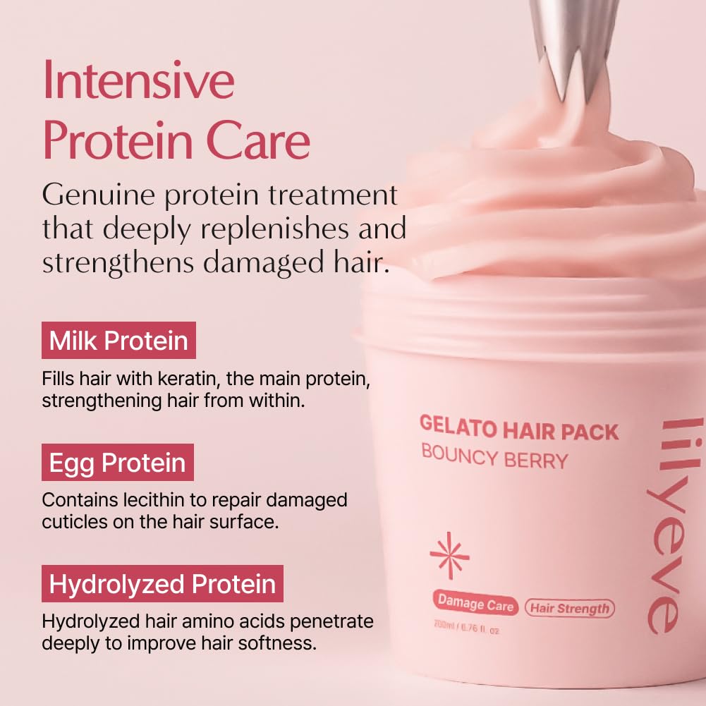 lilyeve REPAIRTURN Bouncy Berry Gelato Hair Pack, Milk Protein